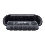 [100 ct] Half Slab Black PP Plastic Rib Container with Clear OPS lid - Image 6