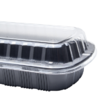 [100 ct] Half Slab Black PP Plastic Rib Container with Clear OPS lid - Image 7