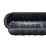 [100 ct] Half Slab Black PP Plastic Rib Container with Clear OPS lid - Image 8