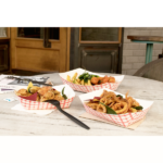 [500 ct] 5.0 lb Food Tray | Shepherd's Check Red Pattern - Image 9