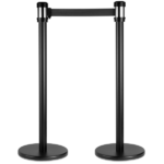 38" Black Guidance Stanchion with 78" Black Retractable Belt - Set of 2 - Image 3