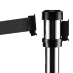 38" Silver Guidance Stanchion with 78" Black Retractable Belt  - Set of 2 - Image 5