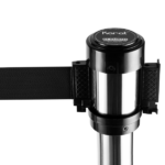 38" Silver Guidance Stanchion with 78" Black Retractable Belt  - Set of 2 - Image 7
