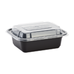 [150 sets] 12 oz PP Plastic Microwavable Rectangular Food Containers & Lids, Black - Image 3