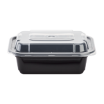 [150 sets] 12 oz PP Plastic Microwavable Rectangular Food Containers & Lids, Black - Image 4