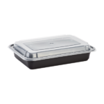 [150 sets] 28 oz PP Plastic Microwavable Rectangular Food Containers & Lids, Black - Image 9