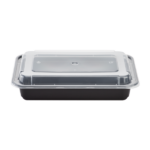 [150 sets] 28 oz PP Plastic Microwavable Rectangular Food Containers & Lids, Black - Image 6