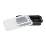 [150 sets] 28 oz PP Plastic Microwavable Rectangular Food Containers & Lids, Black - Image 8