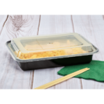 [150 sets] 28 oz PP Plastic Microwavable Rectangular Food Containers & Lids, Black - Image 5