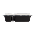[150 sets] 30 oz PP Plastic Microwavable Rectangular Food Containers & Lids, Black, 2 Compartments - Image 5
