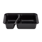 [150 sets] 30 oz PP Plastic Microwavable Rectangular Food Containers & Lids, Black, 2 Compartments - Image 6