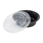 [150 sets] 16 oz PP Plastic Microwavable Round Food Containers & Lids, Black - Image 4