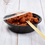 [150 sets] 16 oz PP Plastic Microwavable Round Food Containers & Lids, Black