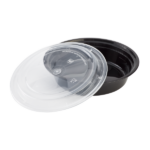 [150 sets] 24 oz PP Plastic Microwavable Round Food Containers & Lids, Black - Image 3