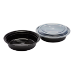 [150 sets] 24 oz PP Plastic Microwavable Round Food Containers & Lids, Black - Image 6