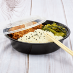 [150 sets] 24 oz PP Plastic Microwavable Round Food Containers & Lids, Black