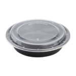 [150 sets] 48 oz PP Plastic Microwavable Round Food Containers & Lids (Black) - Image 3