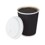 [500 ct] 12 oz Paper Coffee Cups | Ripple | 90 mm | Black - Image 7