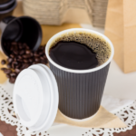 [500 ct] 12 oz Paper Coffee Cups | Ripple | 90 mm | Black