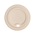 Karat Earth 90mm PFAS Free Bagasse Sipper Dome Lids for 10-24oz Hot Cups, Natural - 500 pcs - Image 4