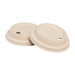 Karat Earth 90mm PFAS Free Bagasse Sipper Dome Lids for 10-24oz Hot Cups, Natural - 500 pcs - Image 8