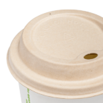 Karat Earth 90mm PFAS Free Bagasse Sipper Dome Lids for 10-24oz Hot Cups, Natural - 500 pcs - Image 9