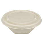 Karat Earth Bagasse Flat Lid for 16-24 oz Bagasse Take Out Bowl, Round - 500 pcs - Image 5