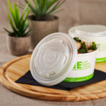 Karat Earth 114.6mm Compostable Flat Lids for 12-16oz Paper Food Container & 24-32oz Gourmet Food Container - 500 pcs
