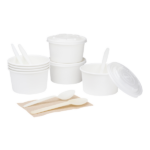 Karat Earth 12oz Eco-Friendly Paper Food Containers (114.6mm), White - 500 pcs - Image 7