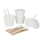 Karat Earth 8oz Eco-Friendly Paper Food Containers (90.8mm), White - 1,000 pcs - Image 6