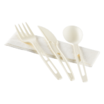 Karat Earth Heavy-Weight CPLA Compostable Cutlery Kits (Knife, Fork, Tea Spoon, 2-ply Napkin), White - 250 kits - Image 2