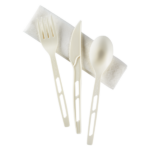Karat Earth Heavy-Weight CPLA Compostable Cutlery Kits (Knife, Fork, Tea Spoon, 2-ply Napkin), White - 250 kits - Image 3