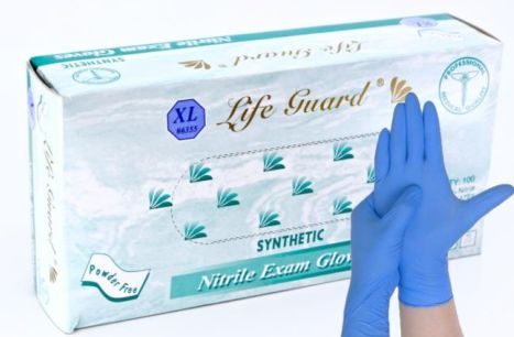 Life Guard Nitrile Powder-Free Medical Gloves FDA exam grade 3 mil blue 100 count box Packer Janitorial California wholesale.