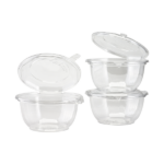 [240 sets] 32 oz Disposable Tamper Resistant Hinged Salad Bowls | PET - Image 2