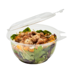 [240 sets] 32 oz Disposable Tamper Resistant Hinged Salad Bowls | PET