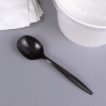 [1,000 ct] PP Plastic Medium Weight Soup Spoons Bulk Box, Black - Image 2