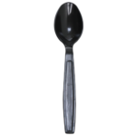 [1,000 ct] PS Plastic Extra Heavy Weight Tea Spoons, Black - Image 2