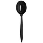 [1,000 ct] PS Plastic Medium Weight Soup Spoons Bulk Box, Black - Image 2