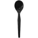 [1,000 ct] PS Plastic Medium-Heavy Weight Soup Spoons Bulk Box, Black