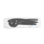 [250 sets] PP Plastic Medium-Heavy Weight Cutlery Kits with Salt and Pepper, Black - Image 6