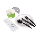 [250 sets] PP Plastic Medium-Heavy Weight Cutlery Kits with Salt and Pepper, Black - Image 11