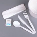 [250 sets] PP Plastic Medium-Heavy Weight Cutlery Kits with Salt and Pepper, White - Image 6