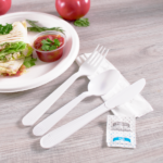 [250 sets] PP Plastic Heavy Weight Cutlery Kits with Salt and Pepper, White