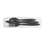 [250 sets] PS Plastic Heavy Weight Cutlery Kits with Salt and Pepper, Black - Image 4