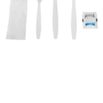 [250 sets] PS Plastic Heavy Weight Cutlery Kits with Salt and Pepper, White - Image 3