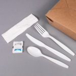 [250 sets] PS Plastic Heavy Weight Cutlery Kits with Salt and Pepper, White - Image 4