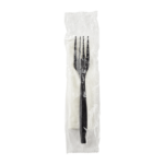 [500 sets] PP Plastic Heavy Weight Cutlery Kits (Fork, 1-ply Napkin), Black - Image 3