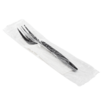 [500 sets] PP Plastic Heavy Weight Cutlery Kits (Fork, 1-ply Napkin), Black - Image 4