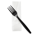 [500 sets] PP Plastic Heavy Weight Cutlery Kits (Fork, 1-ply Napkin), Black - Image 2
