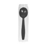 [1,000 ct] PS Plastic Heavy Weight Soup Spoons Wrapped, Black